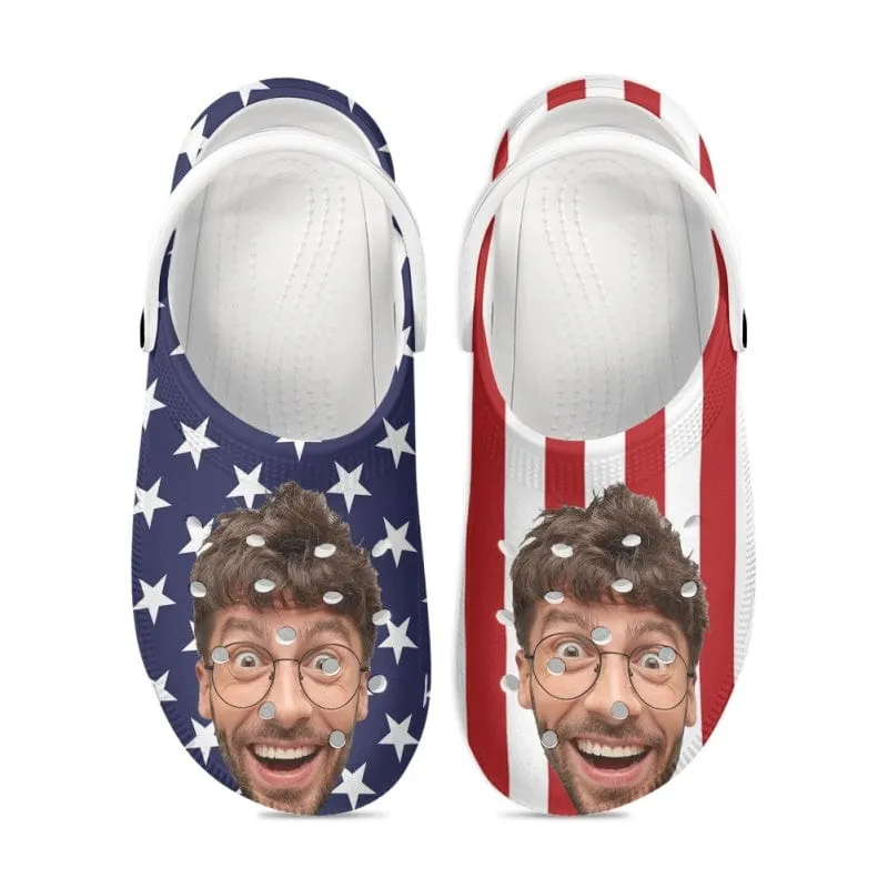 Custom Face American Flag Platform Hole Shoes Personalized Women's height increasing Clog Shoes Funny Slippers (DHL is not supported)