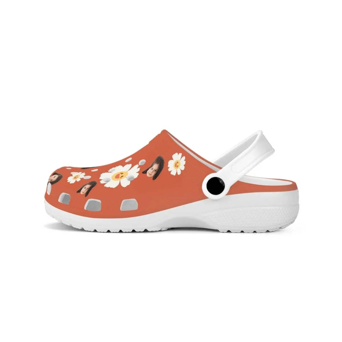 Custom Face Big Sun Flower Kid's Hole Shoes Personalized Photo Clog Shoes Child Funny Slippers