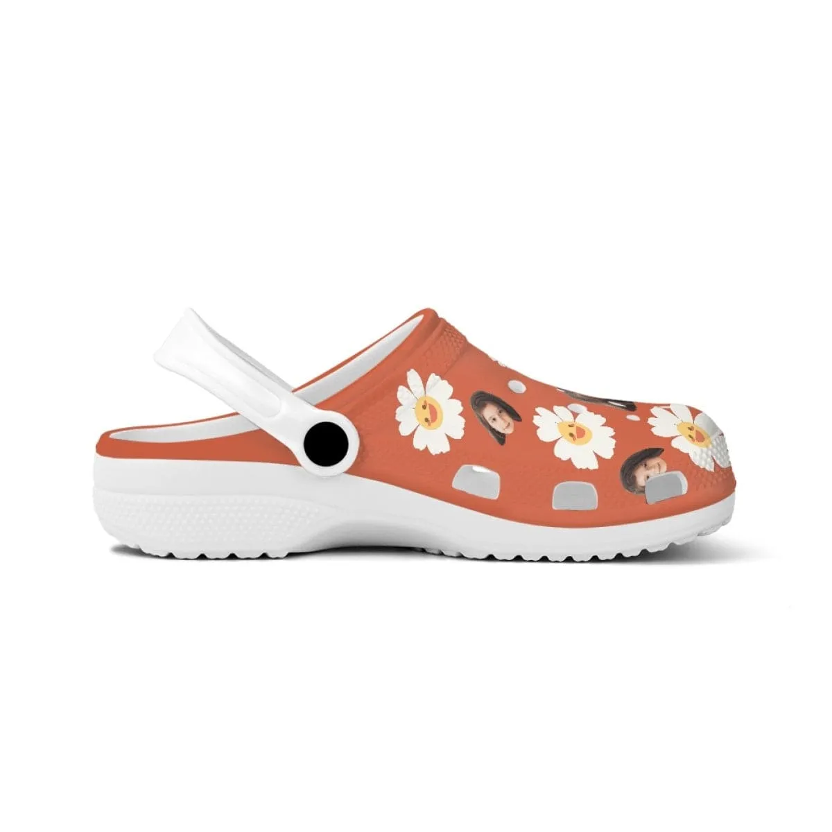 Custom Face Big Sun Flower Kid's Hole Shoes Personalized Photo Clog Shoes Child Funny Slippers