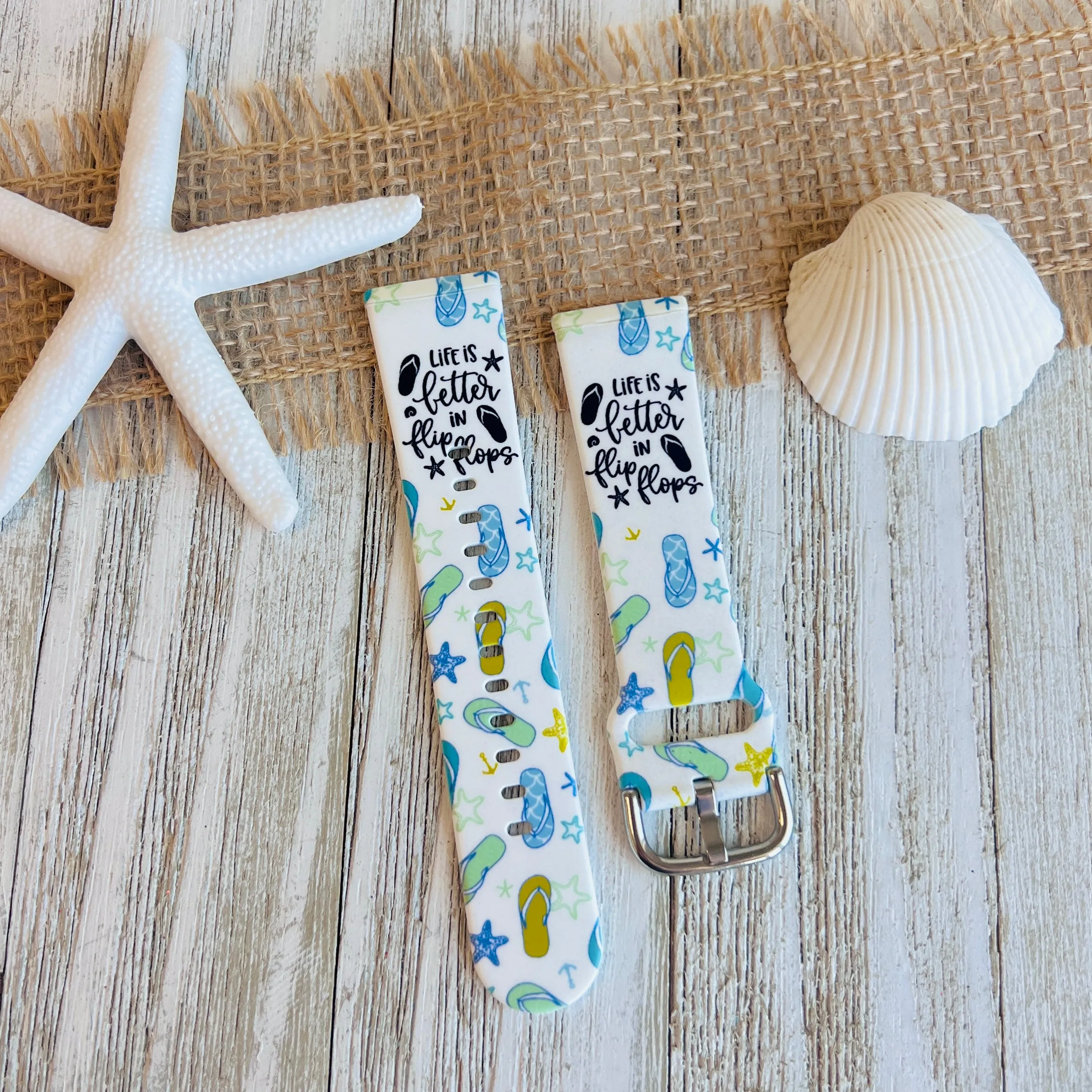 Fancy Flip Flops Print Silicone Band For Fitbit Versa 3/4/Sense