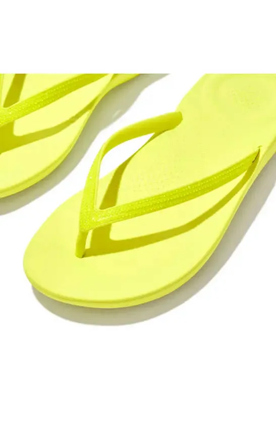 FitFlop Womens Iqushion Sparkle Flip Flops Electric Yellow