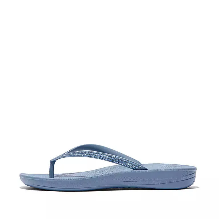 FitFlop Womens Iqushion Sparkle Flip Flops Sail Blue