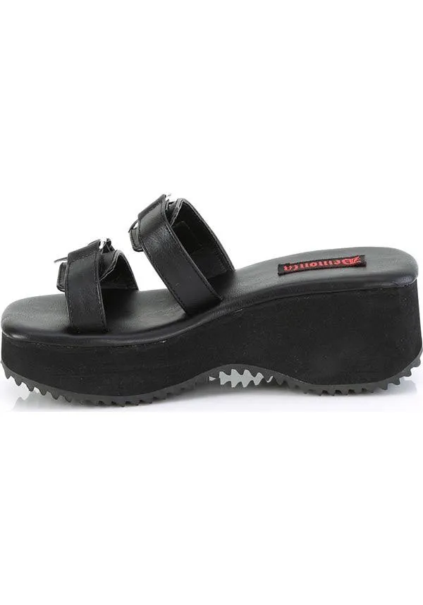 FLIP-12 [Black Vegan Leather] | SANDALS [PREORDER]