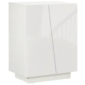 Freestanding Storage Cabinet for Bedroom, Wooden Sideboard, High Gloss Storage Cupboard with Adjustable Shelves, White