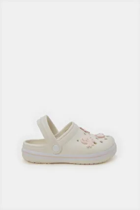 Girls White Patch Clog