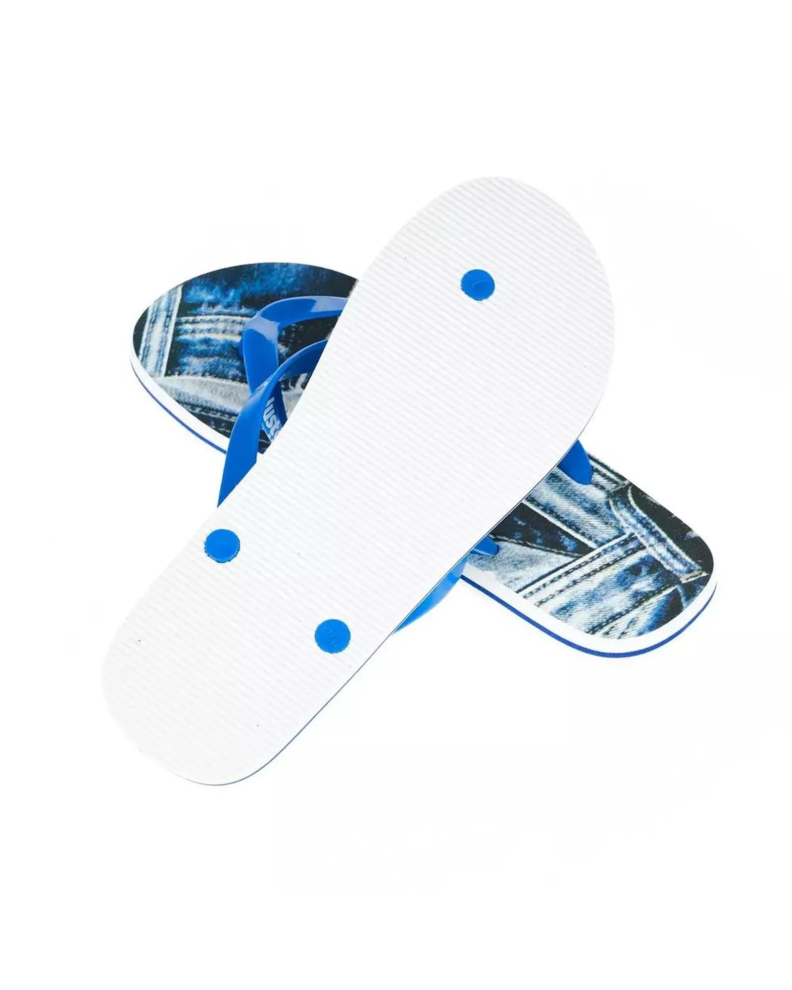 Just Cavalli Mens Denim Print Flip Flops