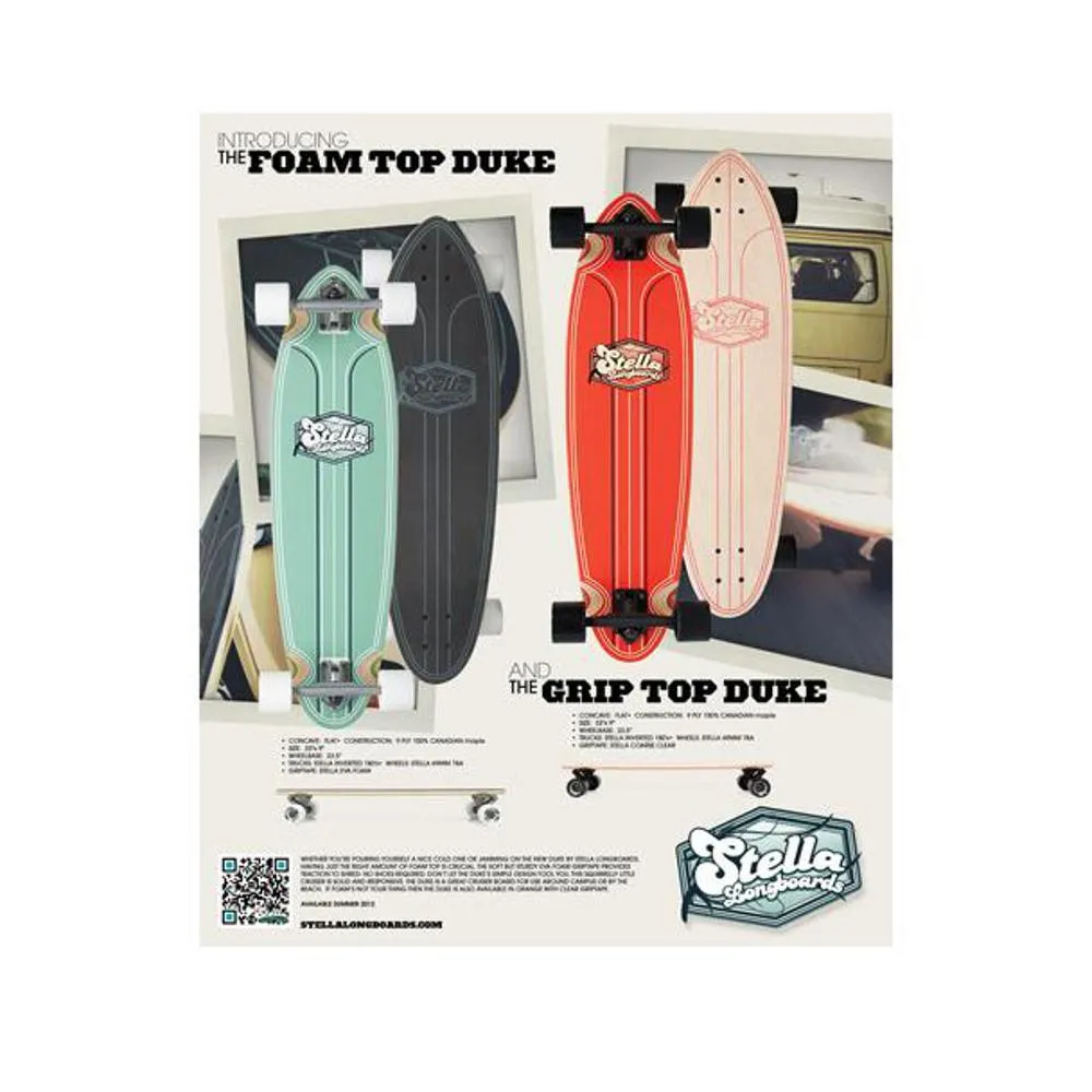 Longboard Cruiser - Green Foam Top Duke 33" - Stella Complete