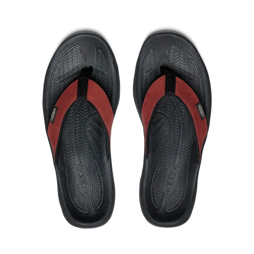 Men's Kona Leather Flip-Flop  |  Fired Brick/Black