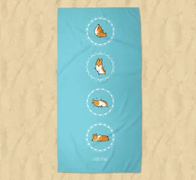 Namaste Corgi Beach Towel