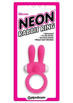 Neon Silicone Vibrating Rabbit Ring