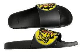 NIB $450 Versace Baroccoflage Pool Slides Sandals Black 14 US (47 Euro) Italy