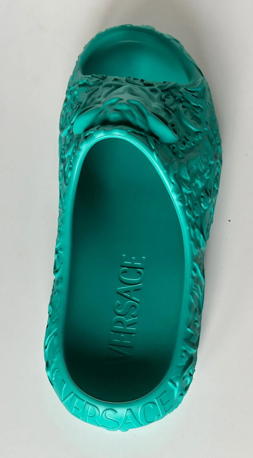 NIB $525 Versace Medusa Head Slides Pool Sandals Turquoise 10 US (43) 1005746 IT