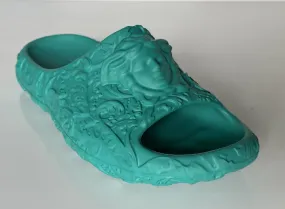 NIB $525 Versace Medusa Head Slides Pool Sandals Turquoise 10 US (43) 1005746 IT