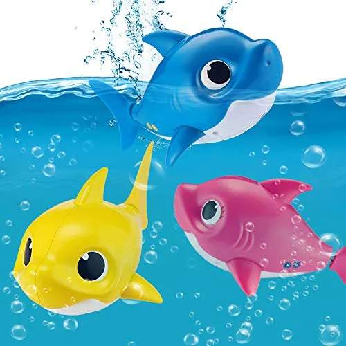 Pinkfong Sing & Swim Bath Toy Baby Shark - Feature Mommy Shark, Daddy Shark, Baby Shark - New Silicone Flippers