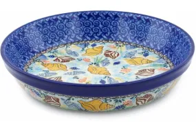 Polish Pottery 10" Pie Dish Ocean Whisper UNIKAT