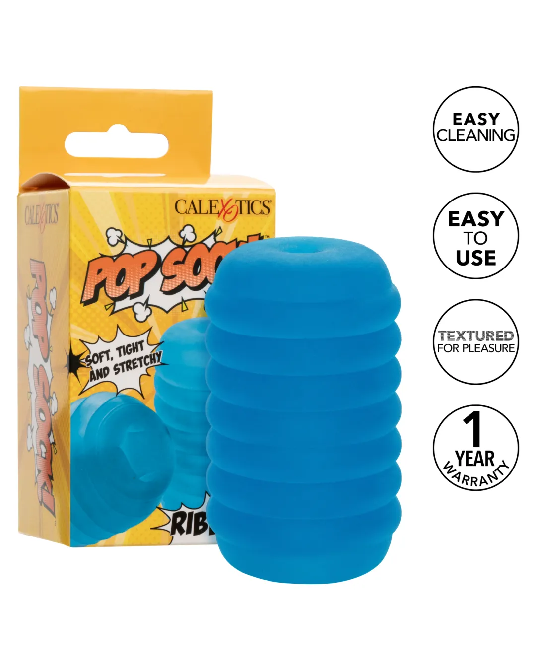 Pop Sock Ribbed Ultra Squishy Reversible Stroker - Blue