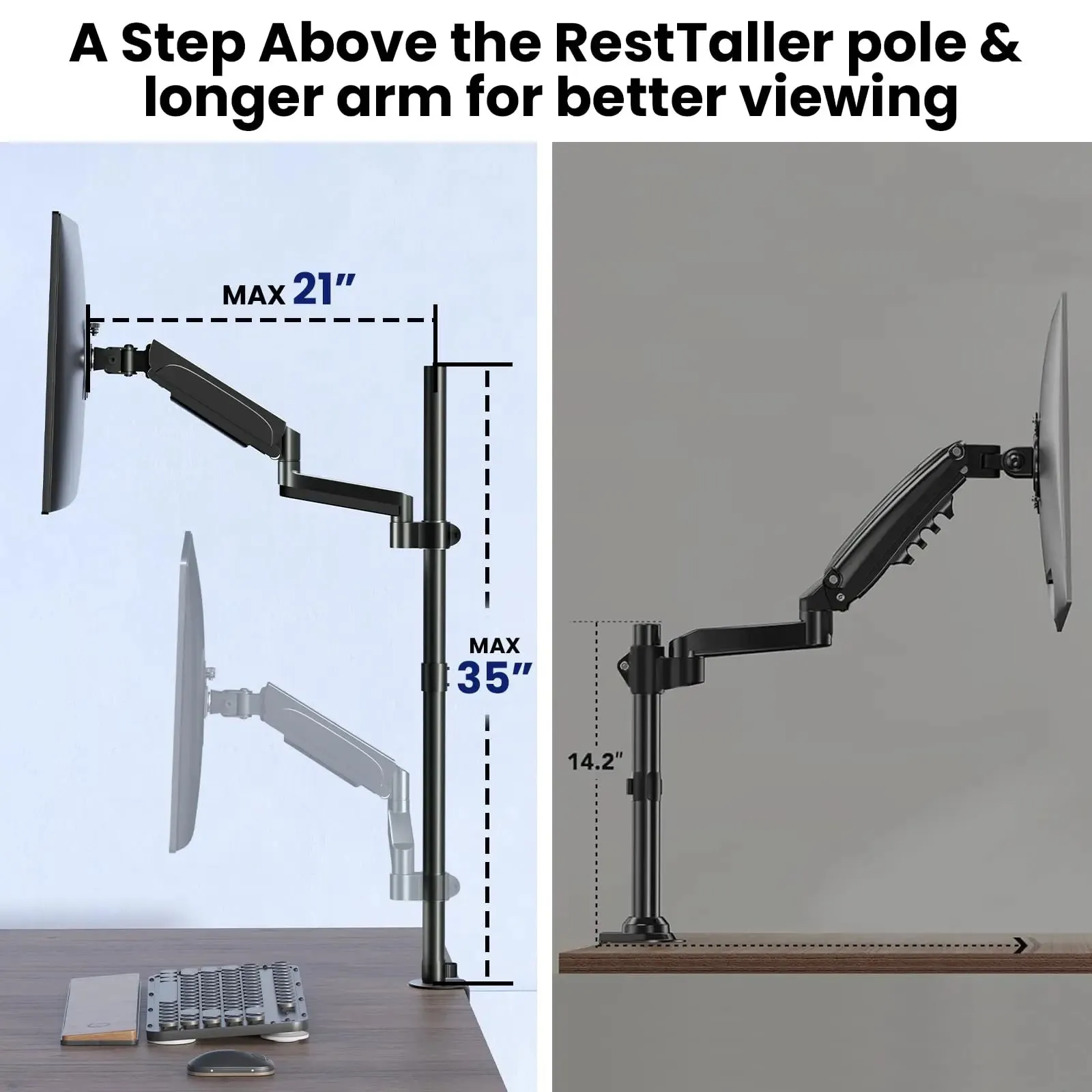 PUTORSEN single monitor mount for 17 to 32 inch screens and with 88.7cm pole