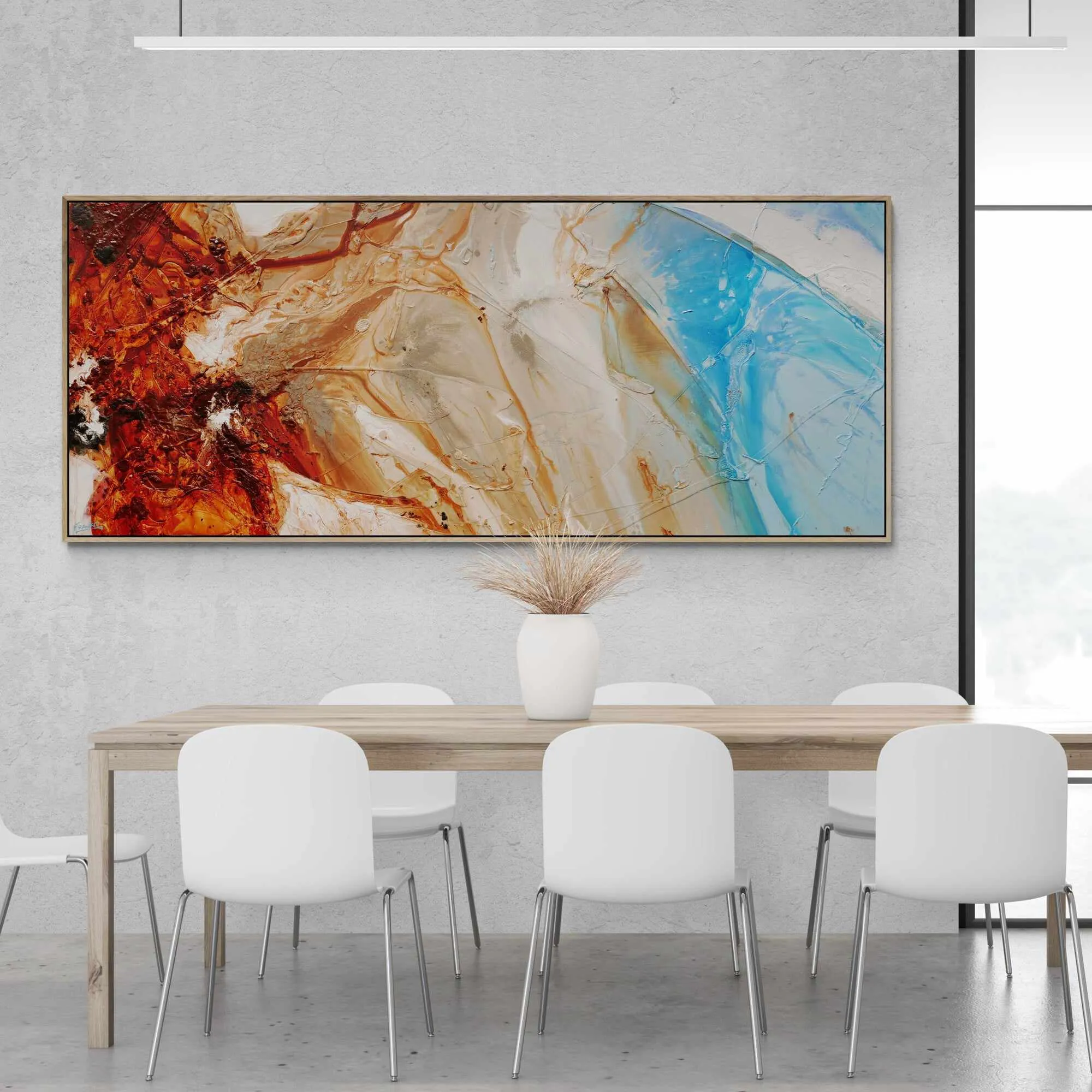 Rock to Ocean 240cm x 100cm Malt Blue Oxide Textured Abstract Painting (SOLD)