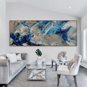 Rocking the Casbah 270cm x 100cm Phalto Mid Blues Honey White Textured Abstract Painting (SOLD)