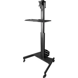 StarTech.com Mobile Standing Workstation with Monitor Mount, CPU/PC Holder, Height Adjustable Desktop Computer Cart, Standing Workstation