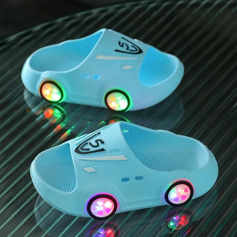 Summer Children LED Lights Slippers Baby Indoor Antiskid Sandals Boy Girl Luminous Shoes Kids Home Parent-child Flip Flops New