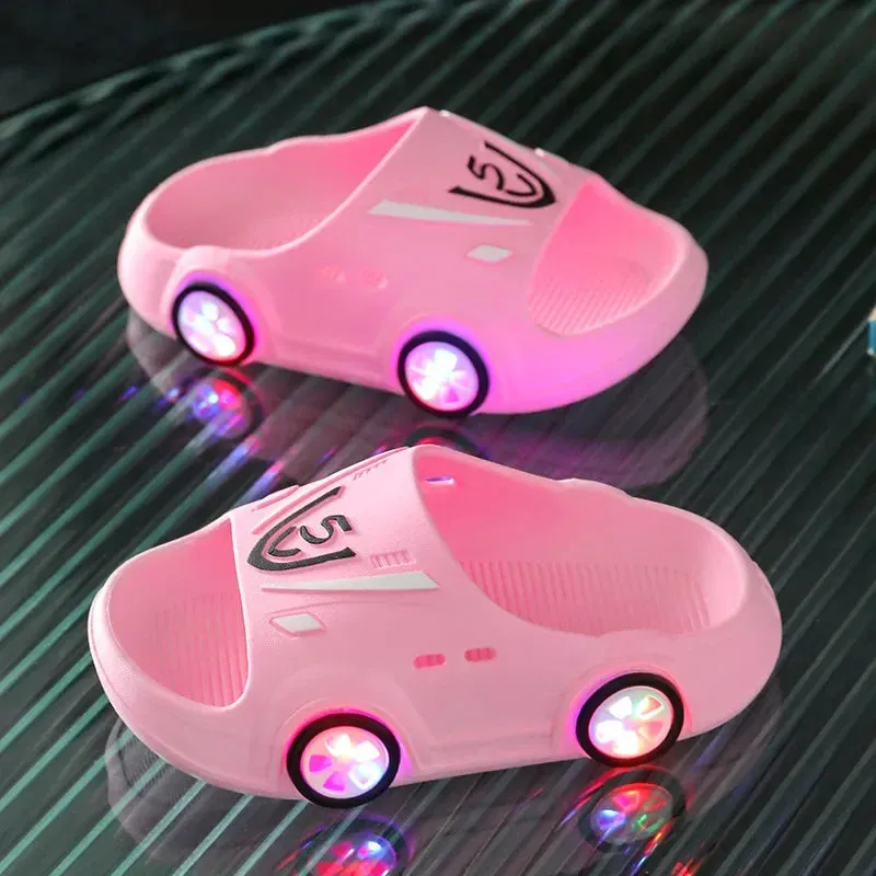 Summer Children LED Lights Slippers Baby Indoor Antiskid Sandals Boy Girl Luminous Shoes Kids Home Parent-child Flip Flops New