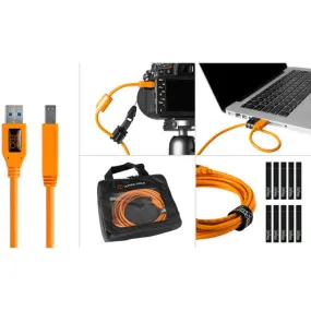 Tether Tools Starter Tethering Kit with USB 3.0 Type-A to Type-B Cable (15', Orange)