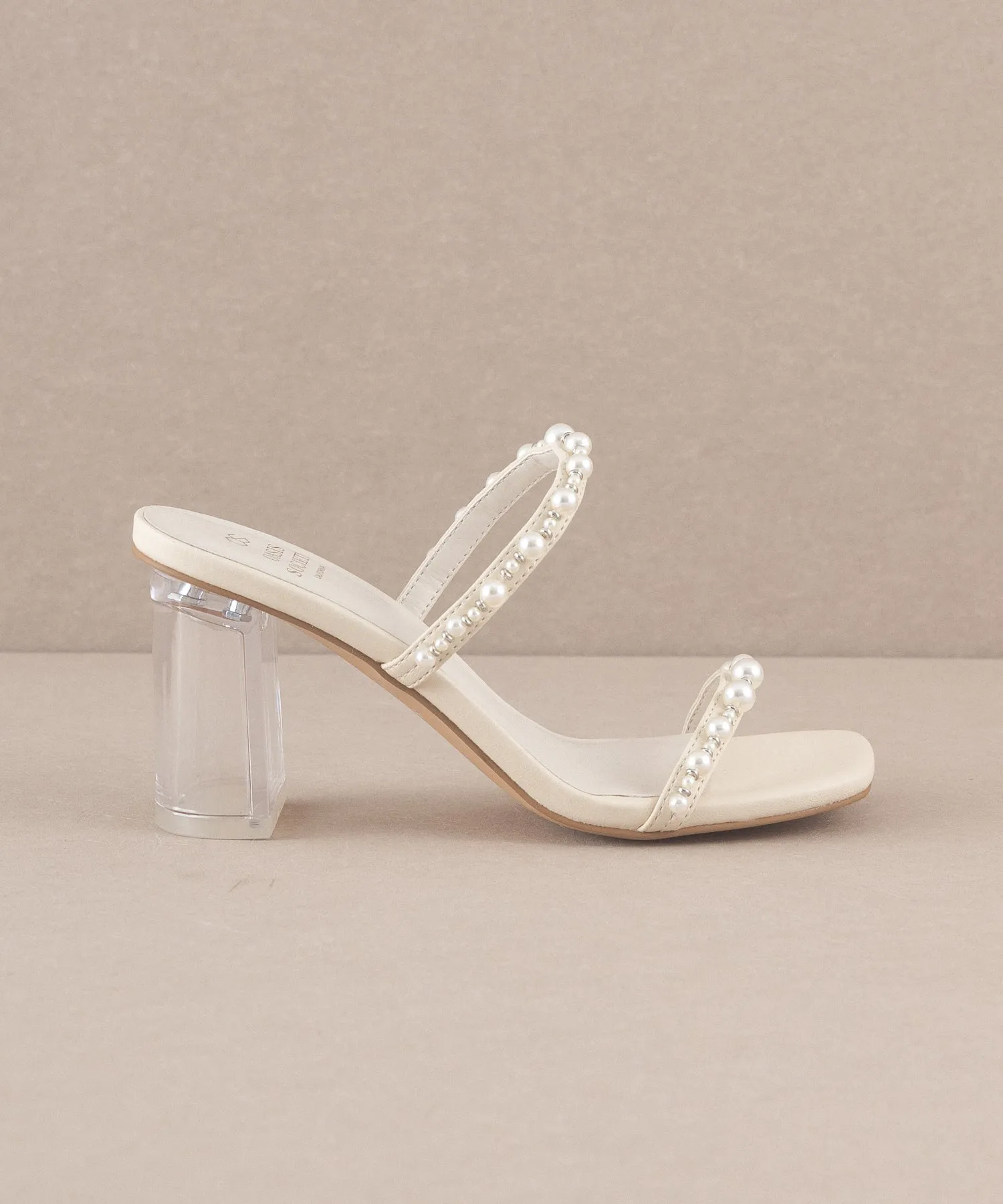 The Mae | Beige Strappy Pearl Heel