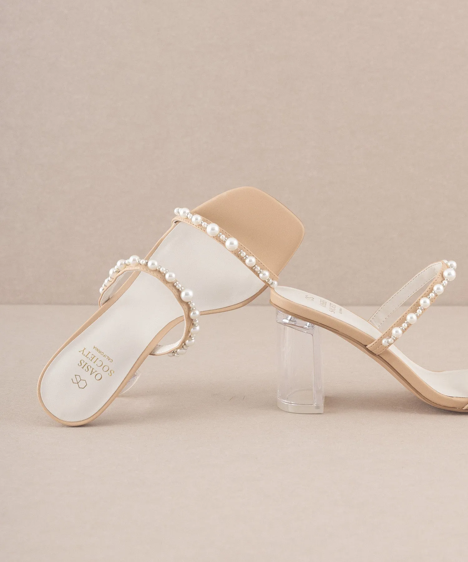 The Mae | Nude Strappy Pearl Heel