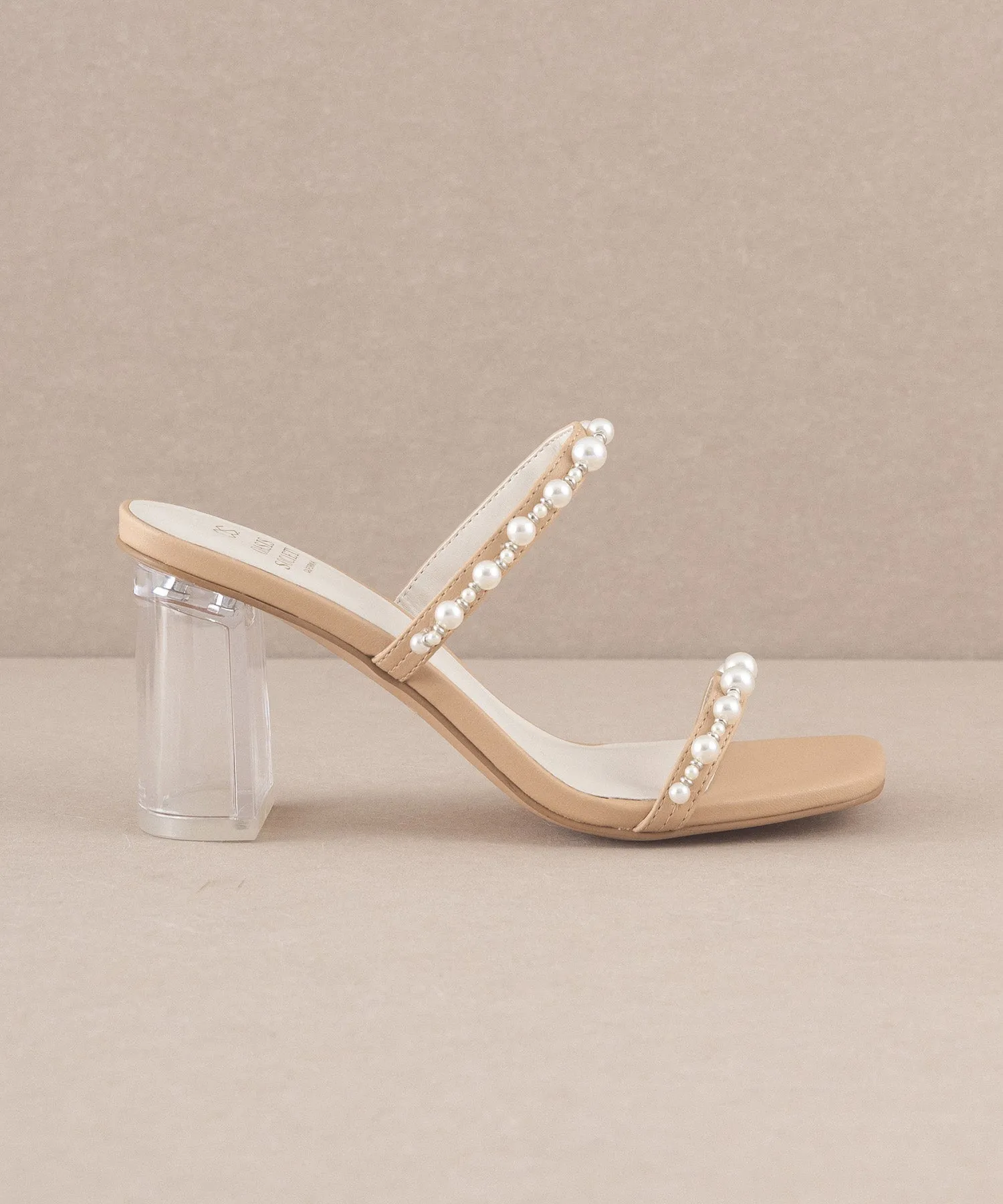 The Mae | Nude Strappy Pearl Heel