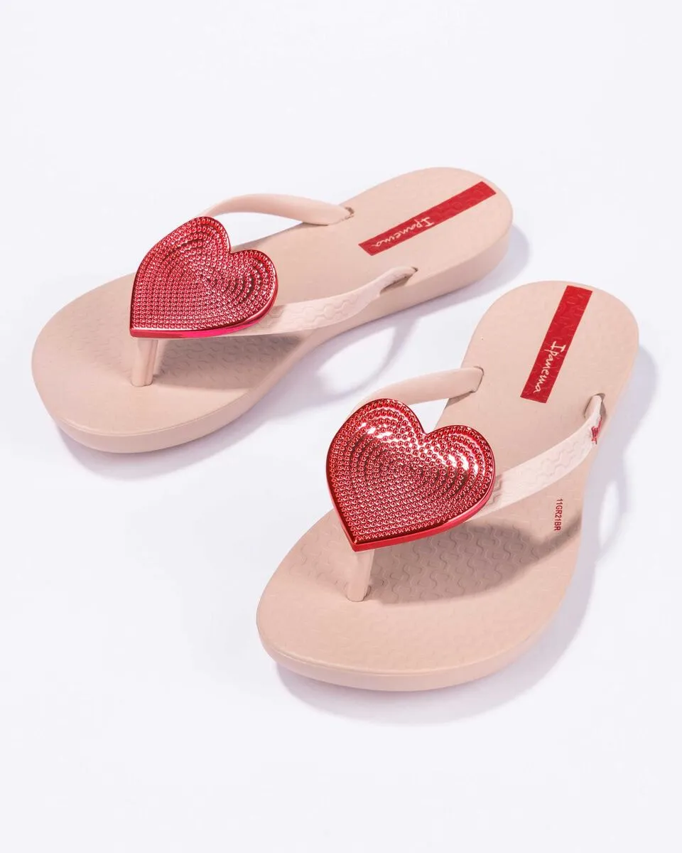 Wave Heart II Kids Flip Flop - Pink/Red