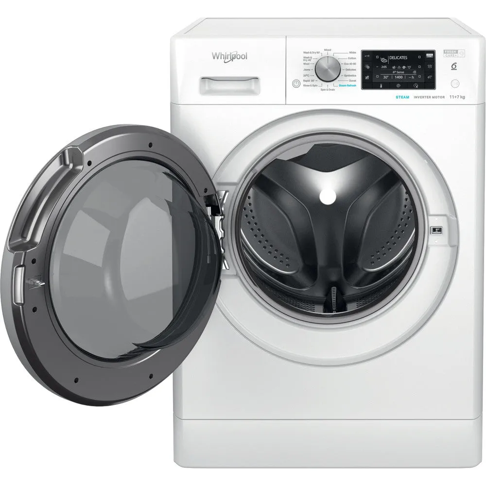 Whirlpool 11KG/7KG 1351 Spin Freestanding Washer Dryer - White | FWDD1174269BSVUK