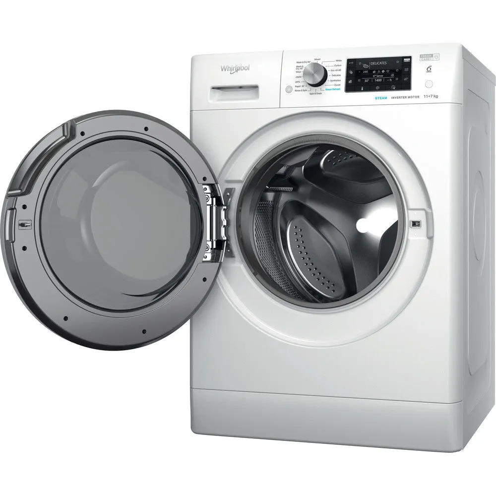 Whirlpool 11KG/7KG 1351 Spin Freestanding Washer Dryer - White | FWDD1174269BSVUK