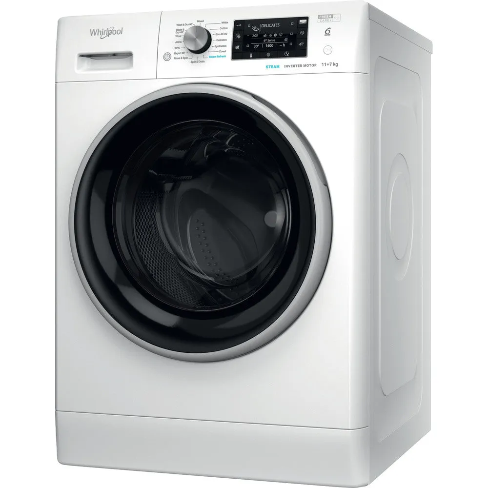 Whirlpool 11KG/7KG 1351 Spin Freestanding Washer Dryer - White | FWDD1174269BSVUK